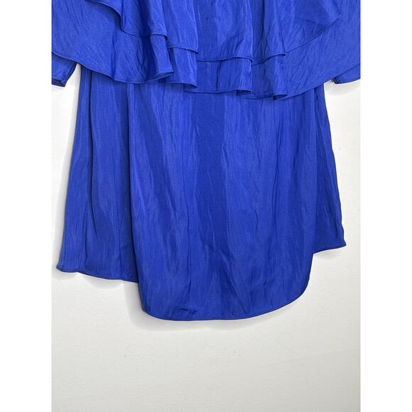 Lilly Pulitzer Haylee Ruffle Off Shoulder Top Size XS Royal Blue Salsa Silky - Picture 4 of 8
